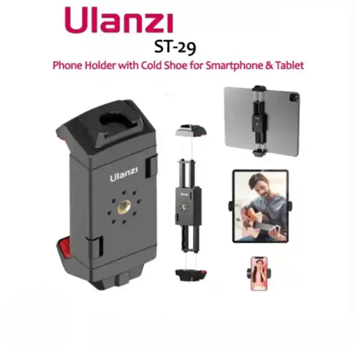 Ulanzi ST-29 Tripod Mount Universal for Tablet and Phone Holder With Cold Shoe Support Horizontal and Vertical Shooting